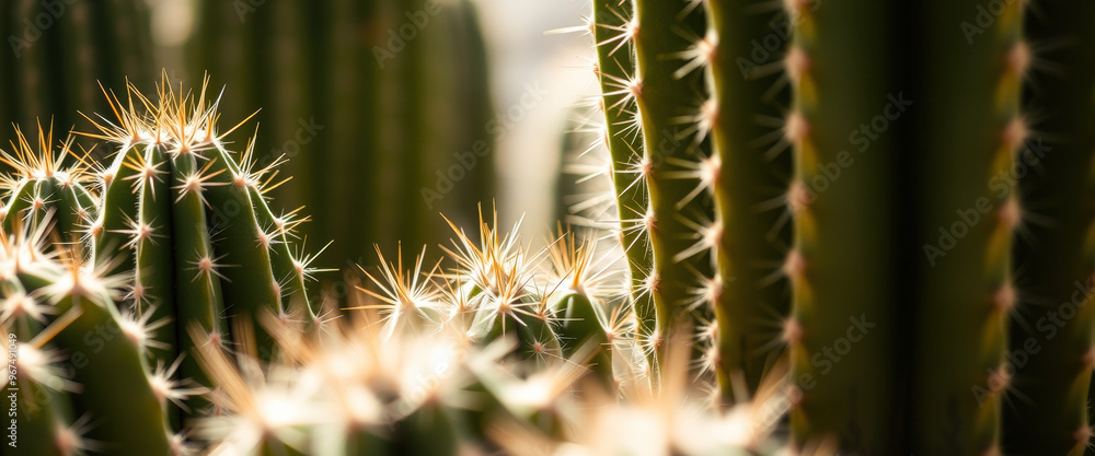 Close-up of cactus needles in the sunlight Close-up of cactus needles in the sunlight