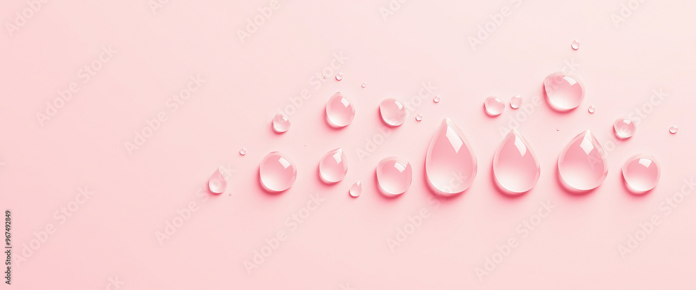Fototapeta premium Water Drops on Pink Background