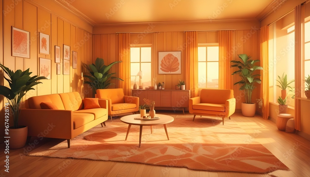 Photo interior modern design room 3d illustration; Photo interior modern design room 3d illustration;
