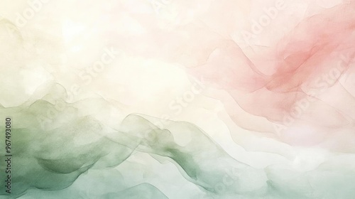 Wallpaper Mural Soft abstract background featuring gentle hues of green, pink, and cream, perfect for a calm and serene design aesthetic. Torontodigital.ca