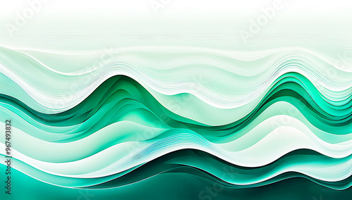 Digital abstract art piece featuring a fluid, wave-like design. The layout is horizontal, with smooth, flowing lines that resemble undulating mountains or waves