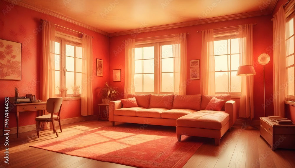 Photo interior modern design room 3d illustration; Photo interior modern design room 3d illustration;