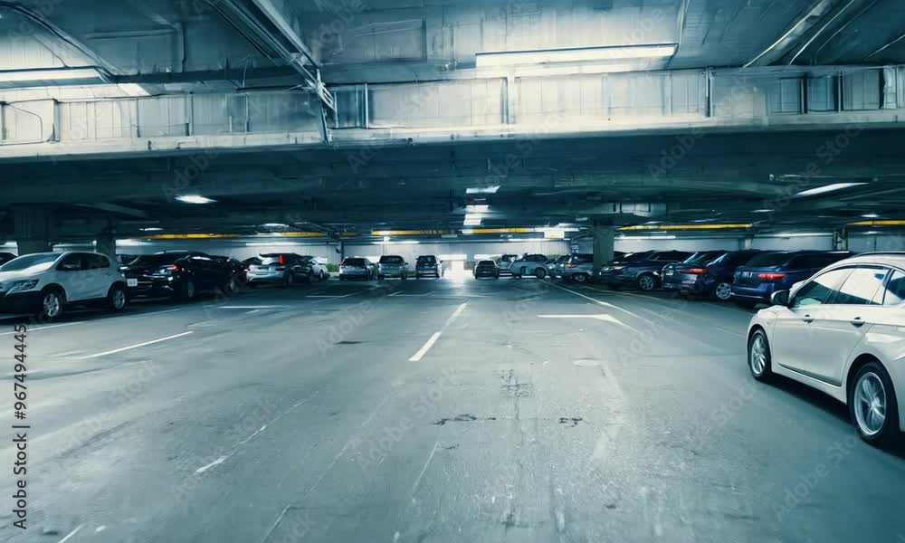 Underground Parking Garage with Cars Underground Parking Garage with Cars