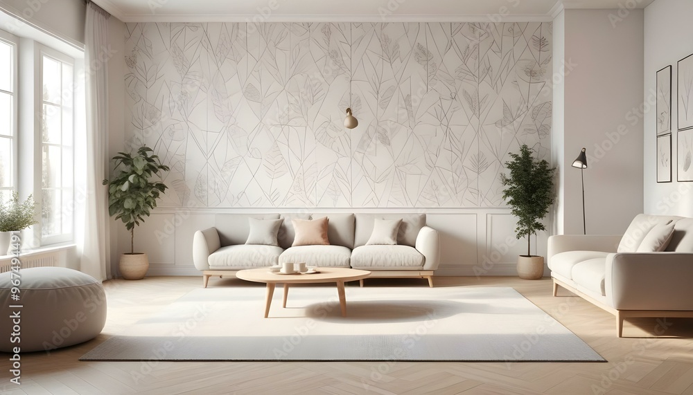 Photo interior modern design room 3d illustration; Photo interior modern design room 3d illustration;