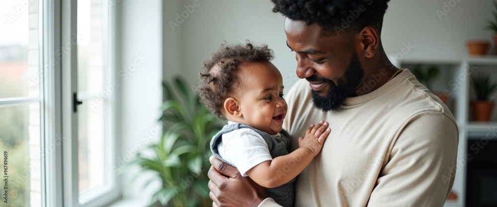 Obraz premium Father and Son Bonding at Home