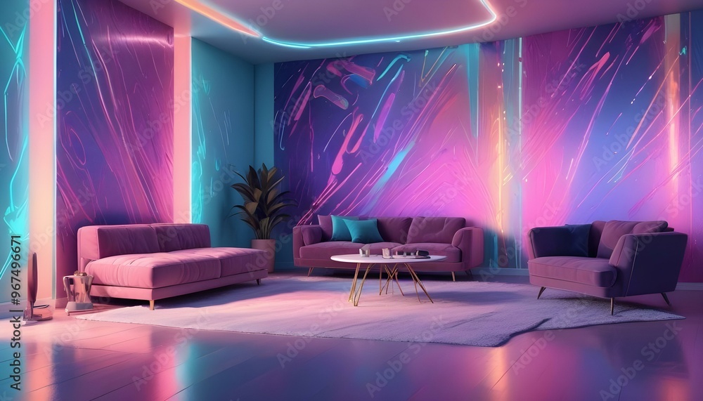 Photo interior modern design room 3d illustration; Photo interior modern design room 3d illustration;
