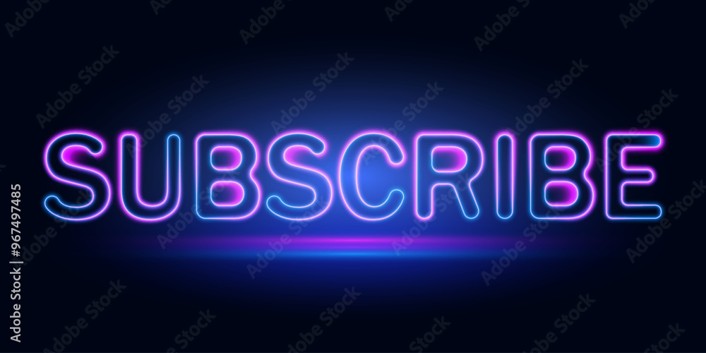 Subscribe neon text, glowing sign on dark background, vector illustration. Subscribe neon text, glowing sign on dark background, vector illustration.