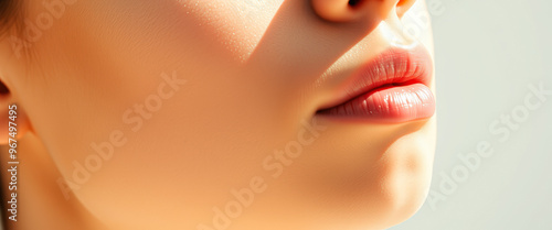 Close up of woman's lips with soft lighting