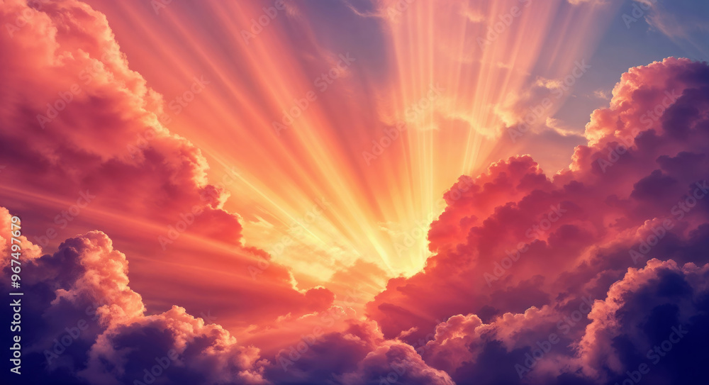 Sun shining through dramatic clouds, creating beautiful rays of light. High quality photo Sun shining through dramatic clouds, creating beautiful rays of light. High quality photo