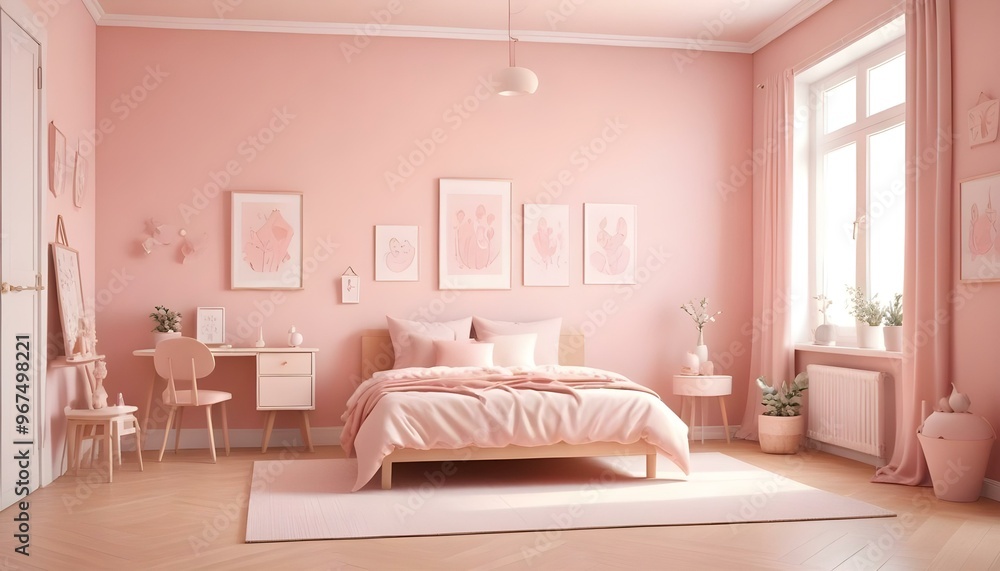 Photo interior modern design room 3d illustration; Photo interior modern design room 3d illustration;