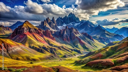 Mountain landscape with vibrant colors and rugged terrain , Antelope Canyon, scenic, nature, canyon, rock formation