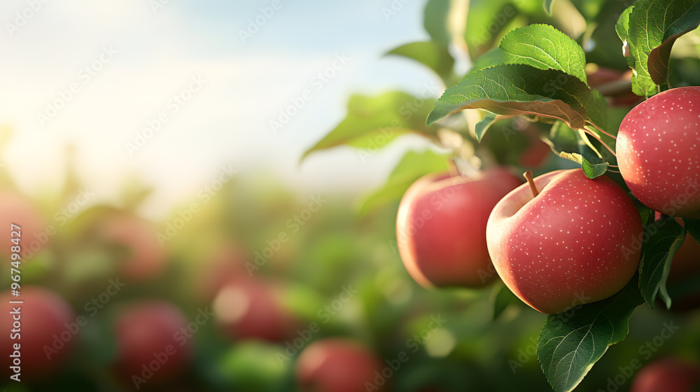 Organic apple orchard trees full of ripe apples Organic apple orchard trees full of ripe apples
