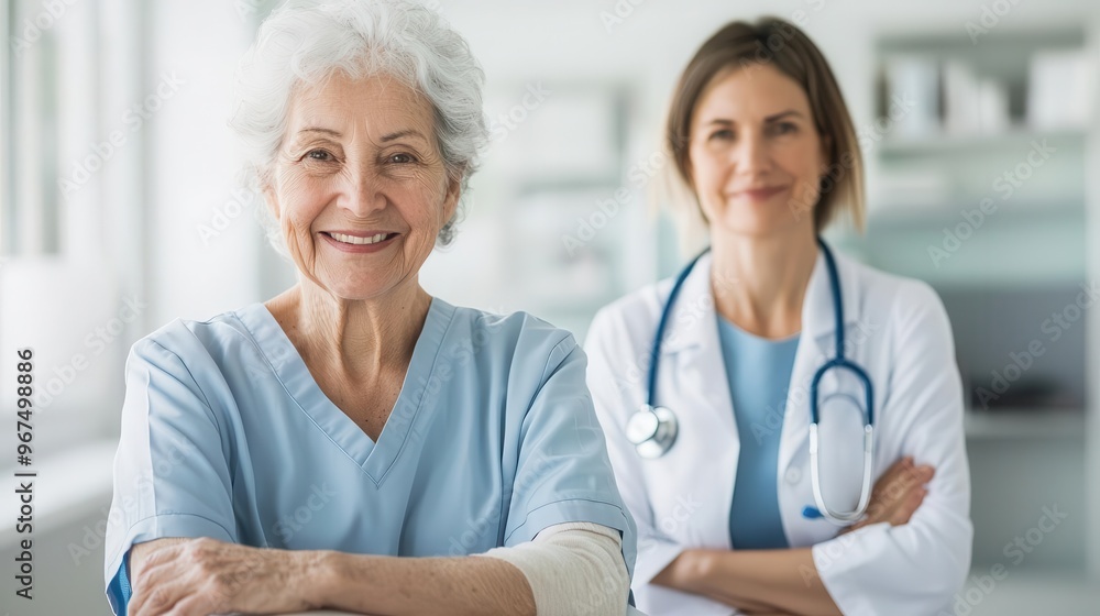 Elderly woman learning about hypertension management from a public health nurse, geriatric hypertension management, chronic disease prevention Elderly woman learning about hypertension management from a public health nurse, geriatric hypertension management, chronic disease prevention