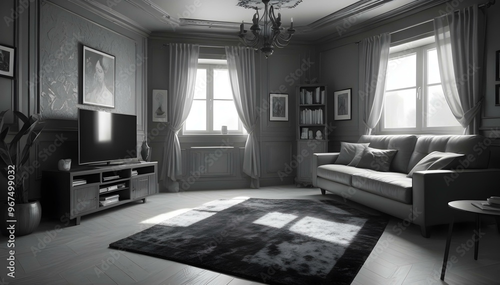 Photo interior modern design room 3d illustration; Photo interior modern design room 3d illustration;