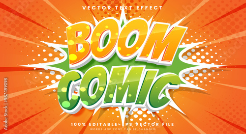 Boom Comic cartoon game style 3d editable text effect Template