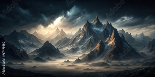 Epic dark texture with mountains , abstract, epic, dark, texture, mountain, atmosphere, background, ominous, surreal photo