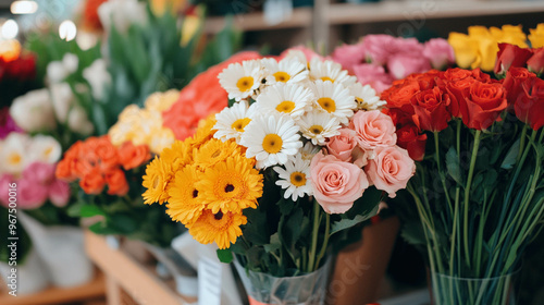 Wallpaper Mural A colorful bouquet of fresh flowers in a florist shop with a blurred background. Torontodigital.ca