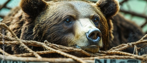 Person trapped in a bear trap of student loan notices, highlighting the difficulties of education debt, with a vivid and engaging portrayal photo