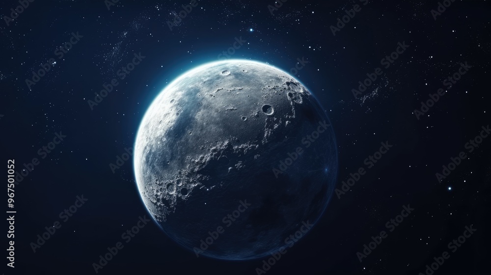 fictional moon in outer space on starry background fictional moon in outer space on starry background