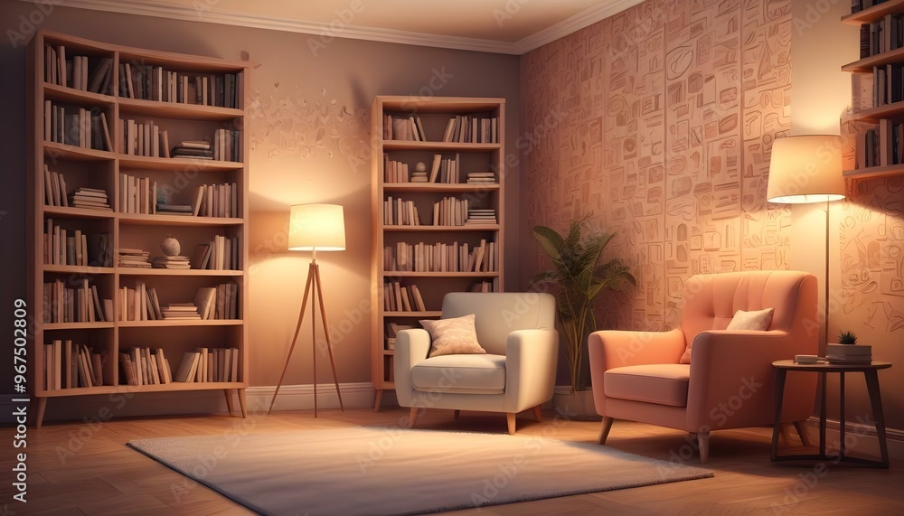 Photo interior modern design room 3d illustration; Photo interior modern design room 3d illustration;