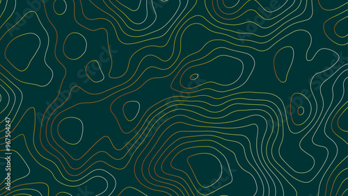 Multi layers green color texture 3D paper cut layers in gradient banner, Topography map green concept or smooth origami paper cut.