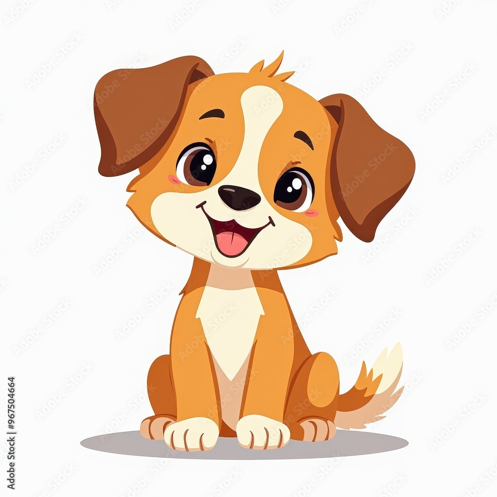 Cute Cartoon Puppy Illustration Perfect for Children's Books and Educational Materials