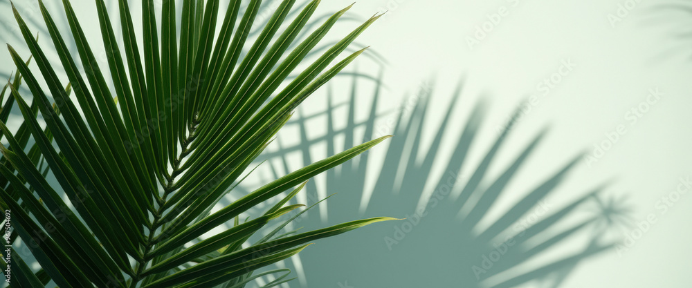 Obraz premium Palm Leaf Shadow on White Wall
