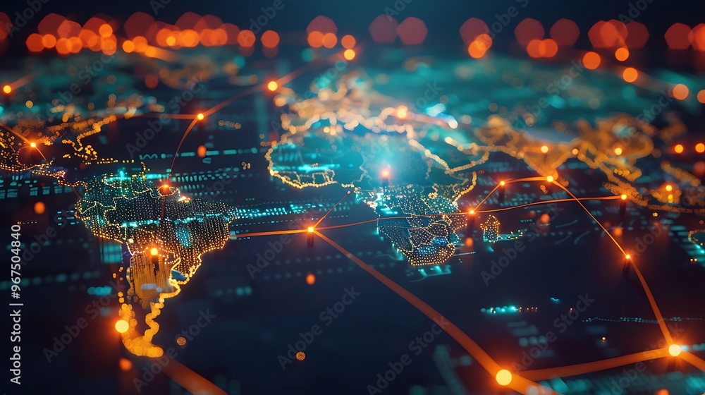 Obraz premium Neon Data Center Visualization, Business Theme, Background, Neon, Data Center