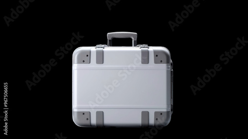 White Suitcase on Black Background