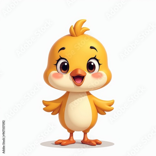 Cute Cartoon Baby Chick Illustration with Big Eyes and Happy Expression, Perfect for Children's Books and Educational Materials