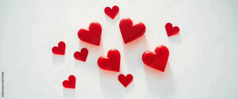 Red Hearts on White Background Red Hearts on White Background