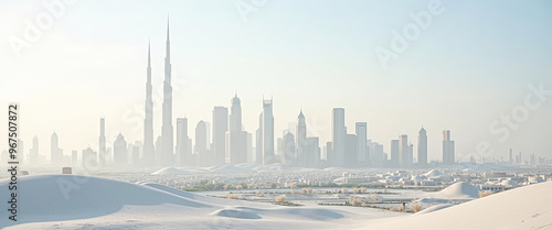 Dubai Skyline with Desert Dunes