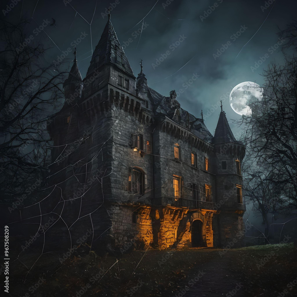 Halloween scary house castle night Halloween scary house castle night