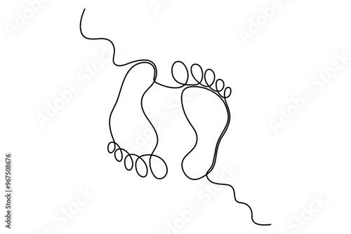 Continuous single line of foot sole drawing outline vector art illustration
