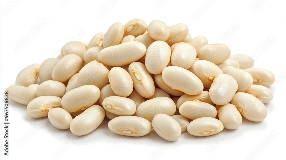 A Pile of White Beans on a Clean Surface Showcasing Their Smooth Texture and Shape A Pile of White Beans on a Clean Surface Showcasing Their Smooth Texture and Shape