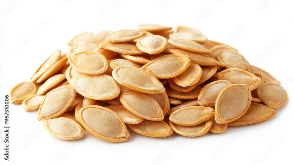 A Close-Up View of Freshly Harvested Pumpkin Seeds Displayed on a Clean Surface A Close-Up View of Freshly Harvested Pumpkin Seeds Displayed on a Clean Surface