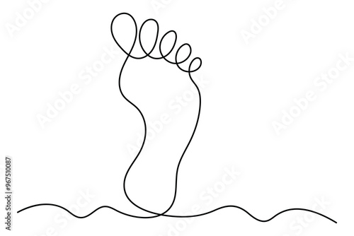 Continuous single line of foot sole drawing outline vector art illustration
