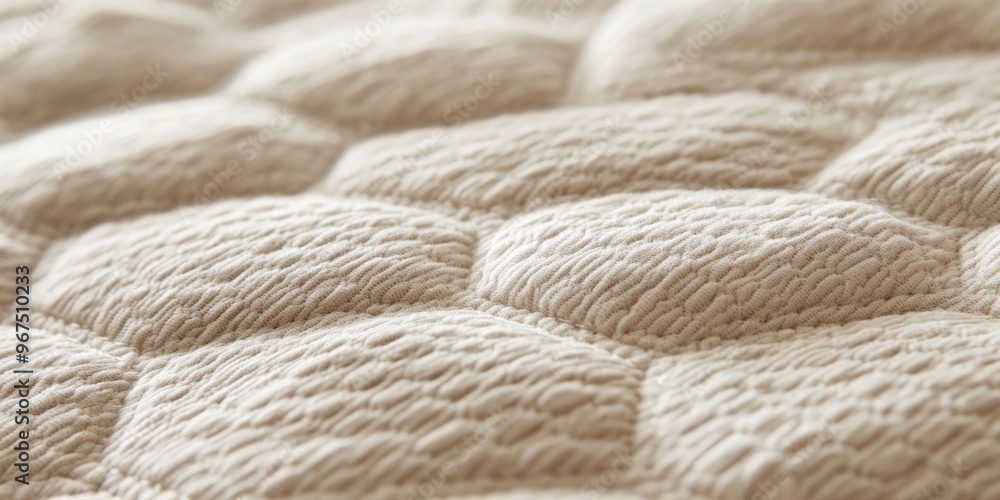 Close-up of a smooth quilted fabric in soft beige, highlighting texture and comfort Close-up of a smooth quilted fabric in soft beige, highlighting texture and comfort