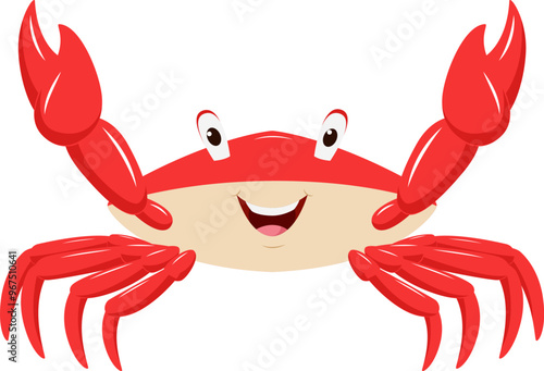 Cartoon cute crab on white background