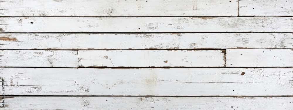 Naklejka premium Whitewashed Weathered Wood Plank Texture Background