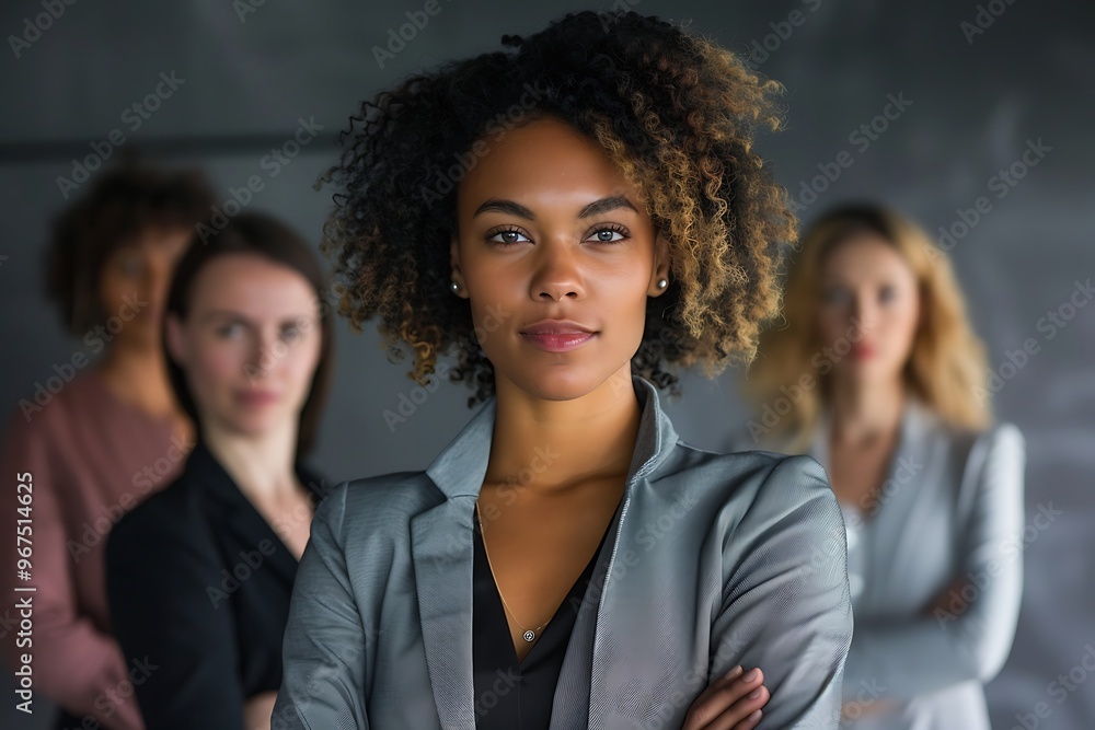Fototapeta premium Professional Woman in Business Attire Posing in a Sleek Corporate Office, Portrait Shot, Business Attire, Corporate Office