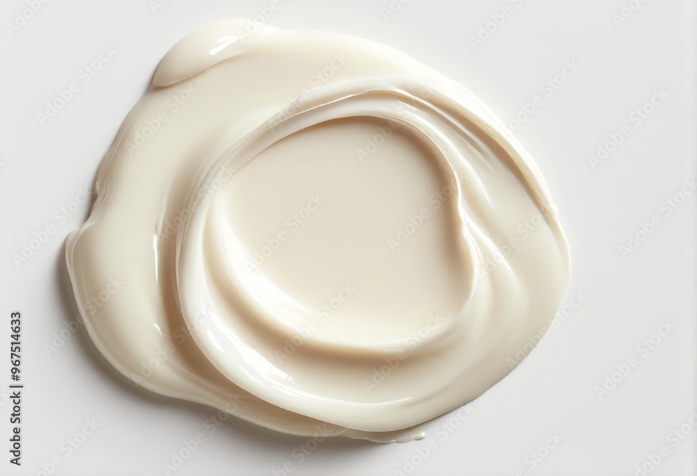 A dollop of thick, creamy white skincare cream on a muted white background. Cream looks like it's been squeezed onto a surface. The cream is sheen reflecting light A dollop of thick, creamy white skincare cream on a muted white background. Cream looks like it's been squeezed onto a surface. The cream is sheen reflecting light
