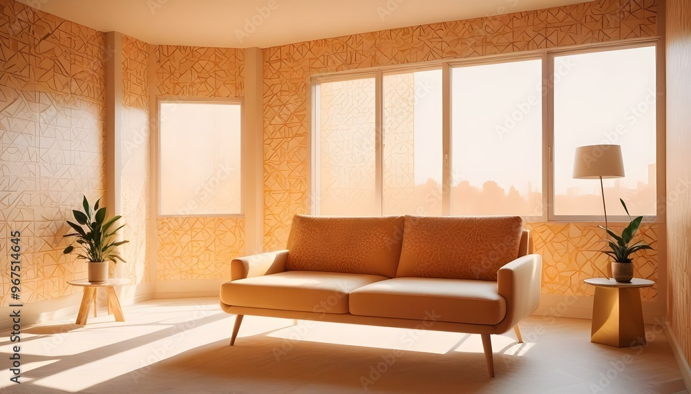 Photo interior modern design room 3d illustration; Photo interior modern design room 3d illustration;