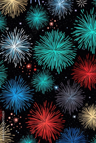 A vibrant fireworks display, set against a starry night sky, evoking feelings of celebration and festivity.