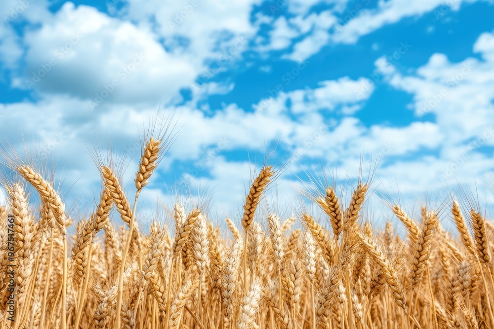 Golden Wheat Field Under a Blue Sky Golden Wheat Field Under a Blue Sky