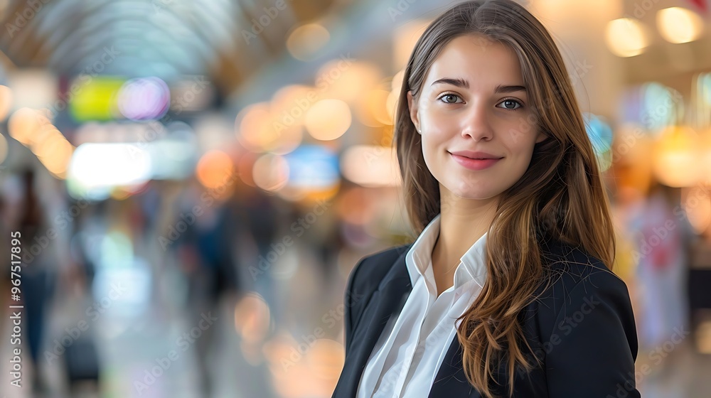 Portrait of a Travel Agent in a Blurred Travel Agency Background, Portrait Shot, Travel Agent, Travel Agency Background Portrait of a Travel Agent in a Blurred Travel Agency Background, Portrait Shot, Travel Agent, Travel Agency Background