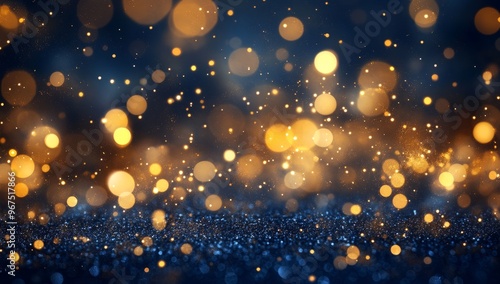 Scattered golden particles against a dark backdrop create a festive background or design element.