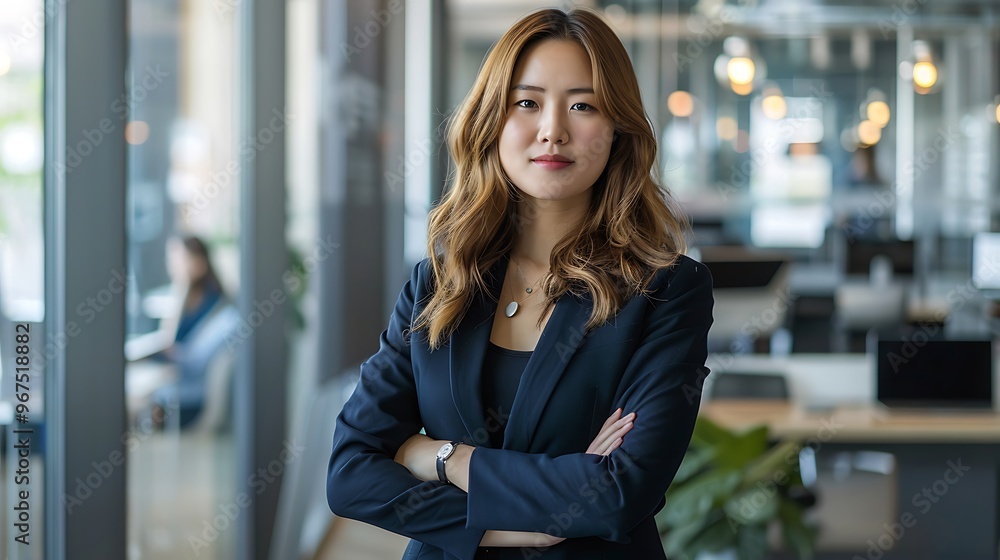Professional Woman in a Suit Standing in a Modern Office, Business Theme, Portrait Shot, Suit, Modern Office Professional Woman in a Suit Standing in a Modern Office, Business Theme, Portrait Shot, Suit, Modern Office