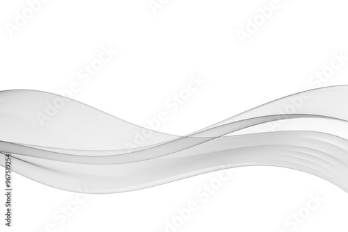 White background with silver waves. Abstract silver transparent wave.