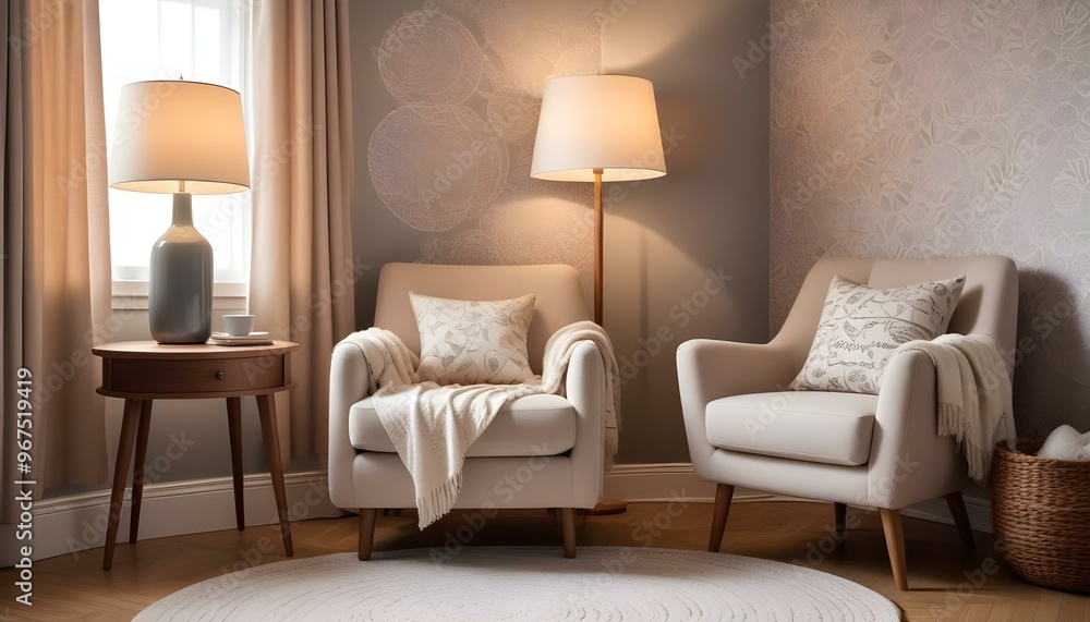 Photo interior modern design room 3d illustration; Photo interior modern design room 3d illustration;